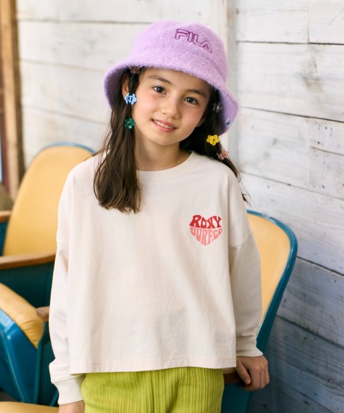 ROXY（ロキシー）の「ROXY/ロキシー キッズ 長袖Tシャツ CROP TLT234088（Tシャツ/カットソー・キッズ・ナチュラル/イエロー系その他/ホワイト×レッド・140cm/150cm/130cm）」の3枚目の写真
