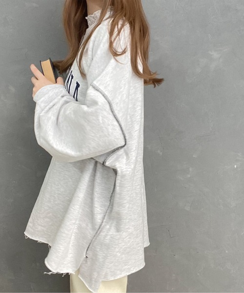 Nana(ナナ)の「カレッジロゴカットオフプルオーバー(Tシャツ/カットソー・レディース・グレー/ブラック・FREE)」の7枚目の写真