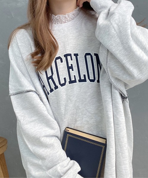 Nana(ナナ)の「カレッジロゴカットオフプルオーバー(Tシャツ/カットソー・レディース・グレー/ブラック・FREE)」の8枚目の写真