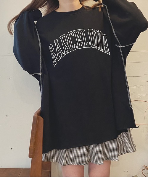 Nana(ナナ)の「カレッジロゴカットオフプルオーバー(Tシャツ/カットソー・レディース・グレー/ブラック・FREE)」の16枚目の写真