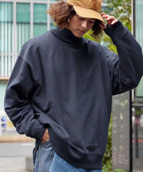 BARK MANHATTAN（バークマンハッタン）の「USAコットン ヘビーウェイト裏起毛 オーバーサイズタートルネックスウェット（スウェット・メンズ・カーキ/モカ/アイボリー/ネイビー/ブラック/アッシュグレー・L/M）」の6枚目の写真