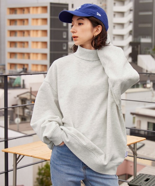 BARK MANHATTAN（バークマンハッタン）の「USAコットン ヘビーウェイト裏起毛 オーバーサイズタートルネックスウェット（スウェット・メンズ・カーキ/モカ/アイボリー/ネイビー/ブラック/アッシュグレー・L/M）」の20枚目の写真