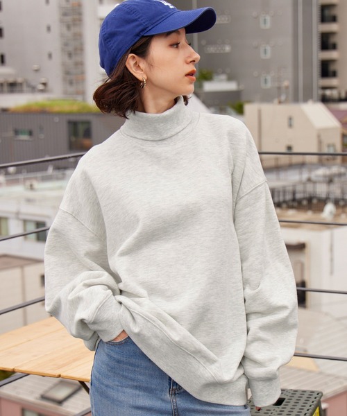 BARK MANHATTAN（バークマンハッタン）の「USAコットン ヘビーウェイト裏起毛 オーバーサイズタートルネックスウェット（スウェット・メンズ・カーキ/モカ/アイボリー/ネイビー/ブラック/アッシュグレー・L/M）」の21枚目の写真