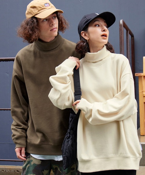 BARK MANHATTAN（バークマンハッタン）の「USAコットン ヘビーウェイト裏起毛 オーバーサイズタートルネックスウェット（スウェット・メンズ・カーキ/モカ/アイボリー/ネイビー/ブラック/アッシュグレー・L/M）」の7枚目の写真