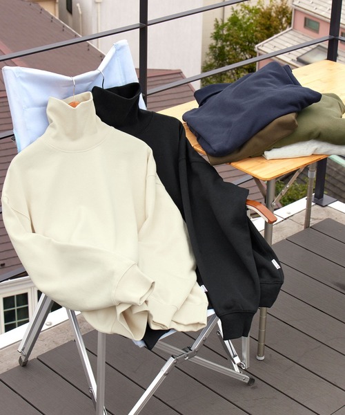 BARK MANHATTAN（バークマンハッタン）の「USAコットン ヘビーウェイト裏起毛 オーバーサイズタートルネックスウェット（スウェット・メンズ・カーキ/モカ/アイボリー/ネイビー/ブラック/アッシュグレー・L/M）」の12枚目の写真