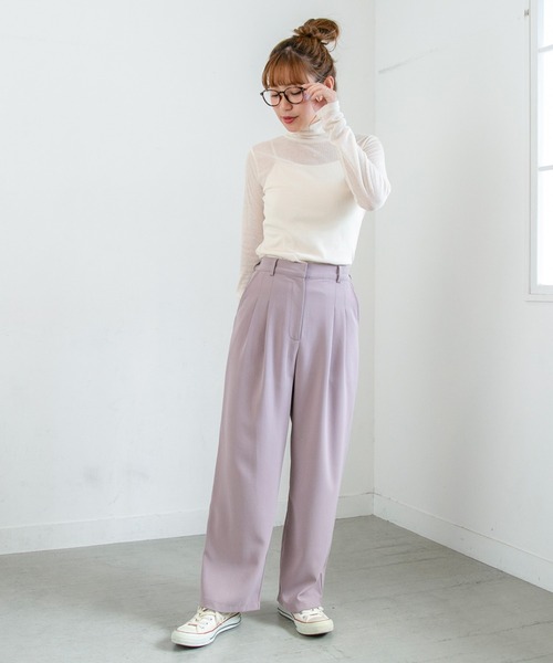 PICHI(ピイチ)の「シアーリブハイネック(Tシャツ/カットソー・レディース・グレー/ブラック/アイボリー・FREE)」の7枚目の写真