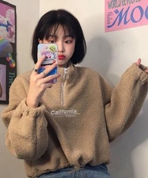 ロゴハーフジップボアプルオーバー ユニセックス ロゴトップス
