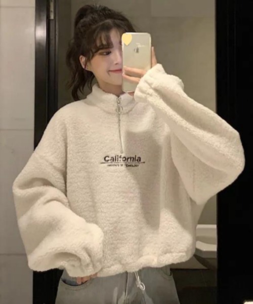 Achic(アシック)の「ロゴハーフジップボアプルオーバー ユニセックス ロゴトップス(その他トップス・レディース・ブラック/アイボリー/ブラウン系その他・M)」の17枚目の写真
