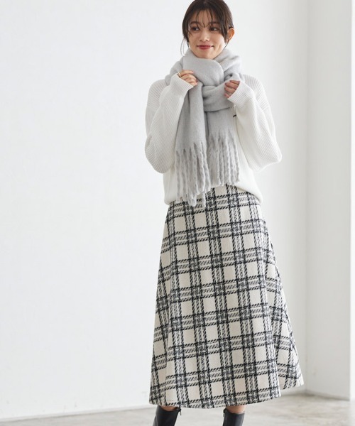 OBLI ベージュ ハート柄 フレアスカート ハート刺繍コットンスカート | BOTTOMS | OBLI