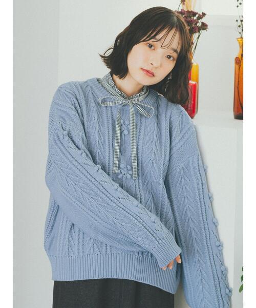 ehka sopo（エヘカソポ）の「花柄ケーブルプルオーバー（ニット