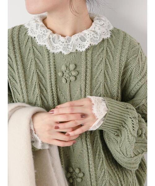 ehka sopo（エヘカソポ）の「花柄ケーブルプルオーバー（ニット