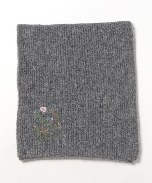 SUPER HAKKA（スーパーハッカ）の「モヘア調ミチクサ刺繍ストール（ストール/ショール・レディース・ライトグレー/チャコール/イエロー・FREE）」の5枚目の写真