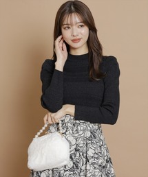 SWINGLE | ラメ混スタンドネックショルダータックニットプルオーバー(ニット/セーター)