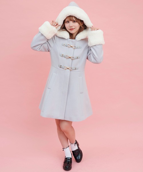 Secret Honey（シークレットハニー）の「フード付リボンビットコート（その他アウター・レディース・オフホワイト/グレー・MEDIUM）」の6枚目の写真
