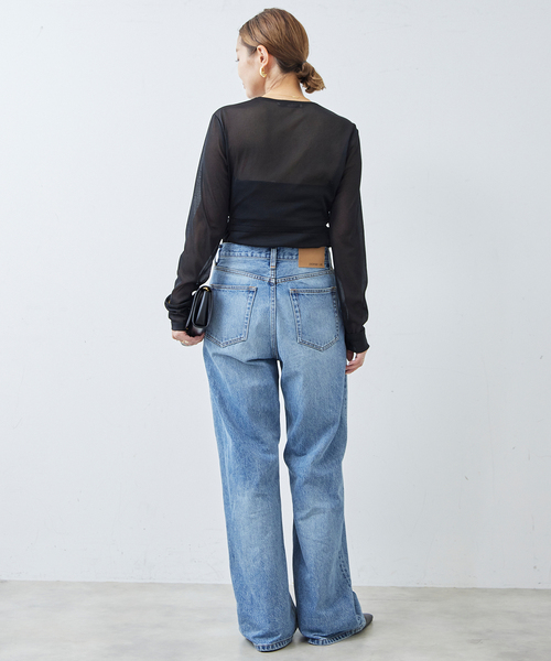 tibi（ティビ）の「【TIBI/ティビ】SHEER GAUZE LONGSLEEVE TOP（シャツ/ブラウス・レディース・ブラック・FREE）」の7枚目の写真