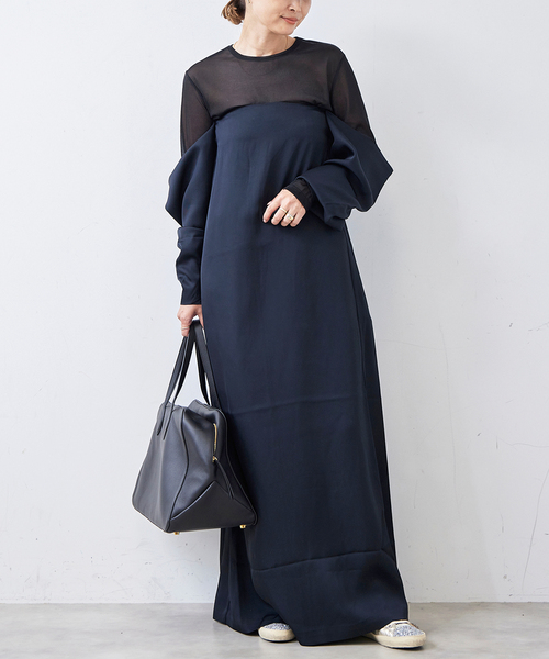 tibi（ティビ）の「【TIBI/ティビ】SHEER GAUZE LONGSLEEVE TOP（シャツ/ブラウス・レディース・ブラック・FREE）」の8枚目の写真