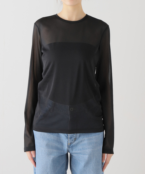 tibi（ティビ）の「【TIBI/ティビ】SHEER GAUZE LONGSLEEVE TOP（シャツ/ブラウス・レディース・ブラック・FREE）」の9枚目の写真