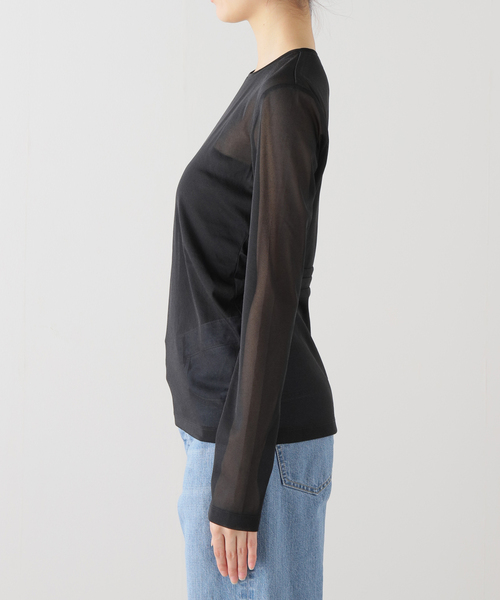 tibi（ティビ）の「【TIBI/ティビ】SHEER GAUZE LONGSLEEVE TOP（シャツ/ブラウス・レディース・ブラック・FREE）」の10枚目の写真