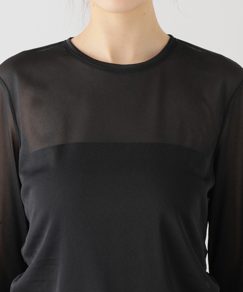 tibi（ティビ）の「【TIBI/ティビ】SHEER GAUZE LONGSLEEVE TOP（シャツ/ブラウス・レディース・ブラック・FREE）」の12枚目の写真