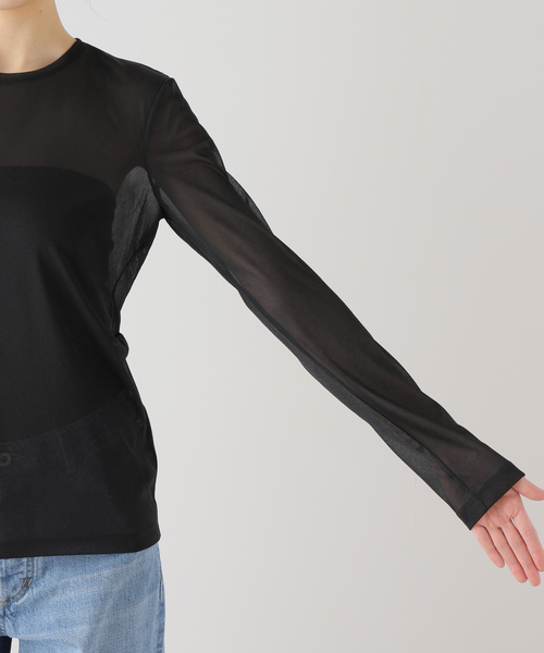 tibi（ティビ）の「【TIBI/ティビ】SHEER GAUZE LONGSLEEVE TOP（シャツ/ブラウス・レディース・ブラック・FREE）」の14枚目の写真