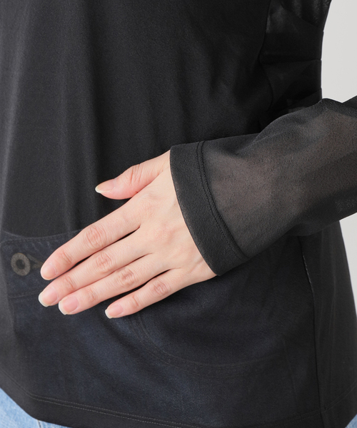 tibi（ティビ）の「【TIBI/ティビ】SHEER GAUZE LONGSLEEVE TOP（シャツ/ブラウス・レディース・ブラック・FREE）」の15枚目の写真