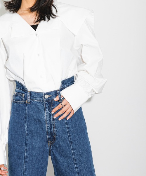 KBF（ケイビーエフ）の「ウエストデザインデニム（デニムパンツ・レディース・ライトブルー/ブルー・36/34/38）」の14枚目の写真