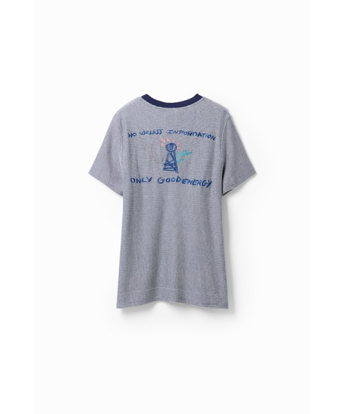 【セール】ストライプ&刺繍 Tシャツ（Tシャツ/カットソー）｜Desigual（デシグアル）