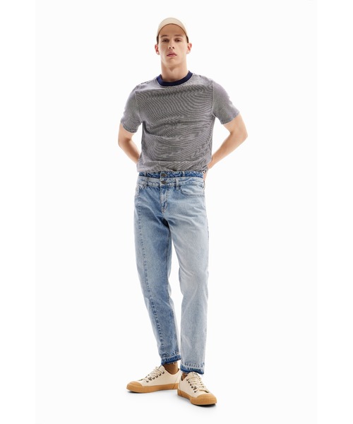 【セール】ストライプ&刺繍 Tシャツ（Tシャツ/カットソー）｜Desigual（デシグアル）