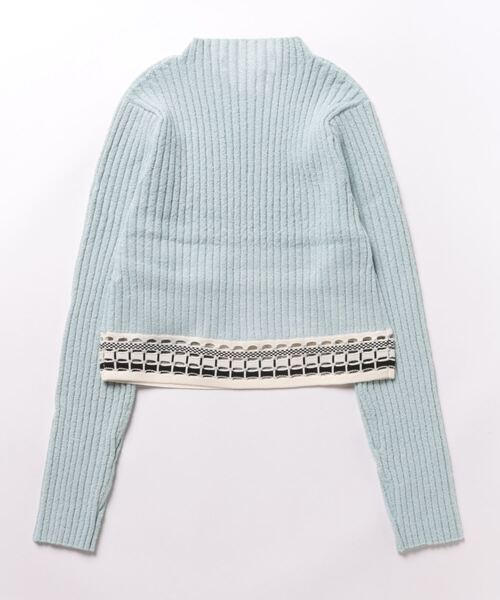 FURFUR（ファーファー）の「ウエストジャガードリブニットトップス（ニット/セーター・レディース・アイボリー/ライトブルー/ブラック・FREE）」の4枚目の写真
