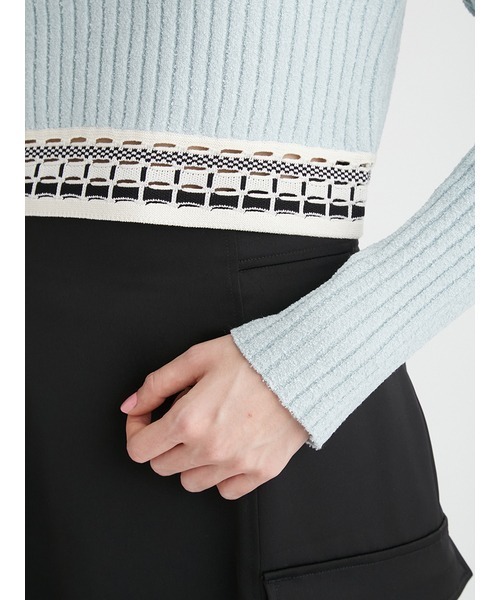 FURFUR（ファーファー）の「ウエストジャガードリブニットトップス（ニット/セーター・レディース・アイボリー/ライトブルー/ブラック・FREE）」の12枚目の写真
