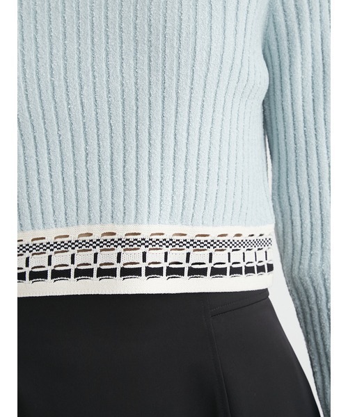 FURFUR（ファーファー）の「ウエストジャガードリブニットトップス（ニット/セーター・レディース・アイボリー/ライトブルー/ブラック・FREE）」の11枚目の写真