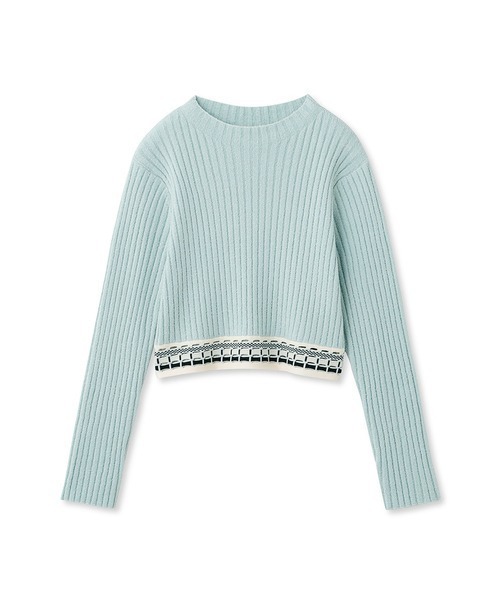 FURFUR（ファーファー）の「ウエストジャガードリブニットトップス（ニット/セーター・レディース・アイボリー/ライトブルー/ブラック・FREE）」の7枚目の写真