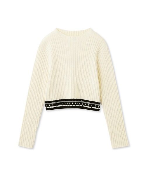 FURFUR（ファーファー）の「ウエストジャガードリブニットトップス（ニット/セーター・レディース・アイボリー/ライトブルー/ブラック・FREE）」の6枚目の写真
