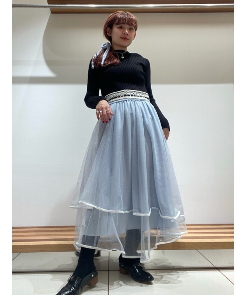 FURFUR（ファーファー）の「ウエストジャガードリブニットトップス（ニット/セーター・レディース・アイボリー/ライトブルー/ブラック・FREE）」の21枚目の写真