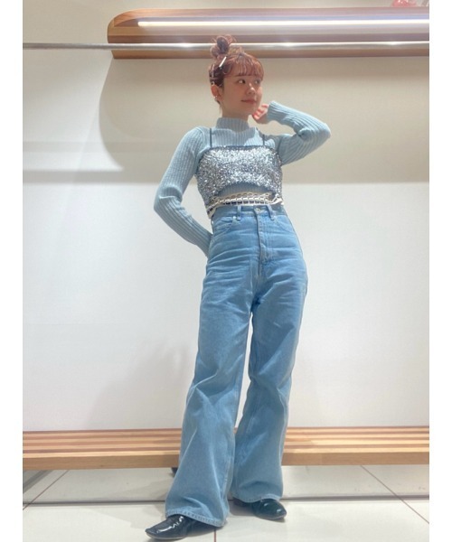 FURFUR（ファーファー）の「ウエストジャガードリブニットトップス（ニット/セーター・レディース・アイボリー/ライトブルー/ブラック・FREE）」の19枚目の写真