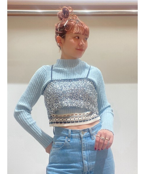 FURFUR（ファーファー）の「ウエストジャガードリブニットトップス（ニット/セーター・レディース・アイボリー/ライトブルー/ブラック・FREE）」の18枚目の写真