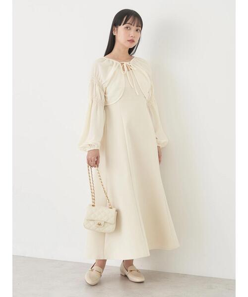 earth music&ecology（アースミュージックアンドエコロジー）の「SET2点ボレロ+キャミワンピース（ワンピース・レディース・ピンク系その他2/アイボリー・FREE）」の5枚目の写真