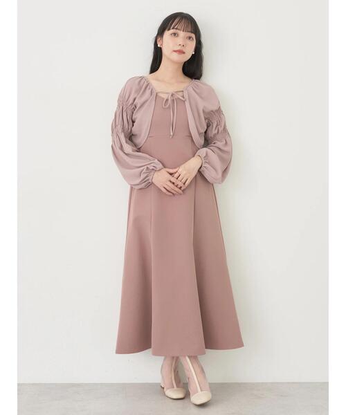 earth music&ecology（アースミュージックアンドエコロジー）の「SET2点ボレロ+キャミワンピース（ワンピース・レディース・ピンク系その他2/アイボリー・FREE）」の6枚目の写真