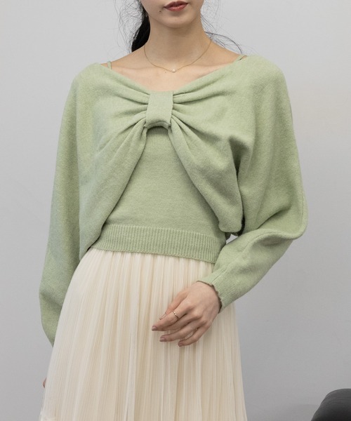 リボンボレロ+ニットキャミソール アンサンブル（ニット