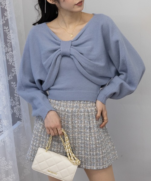 NOMAE リボンキャミボレロアンサンブルニット 4840000001724_0492.jpg