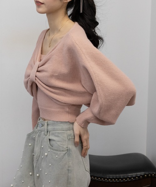 リボンボレロ+ニットキャミソール アンサンブル（ニット