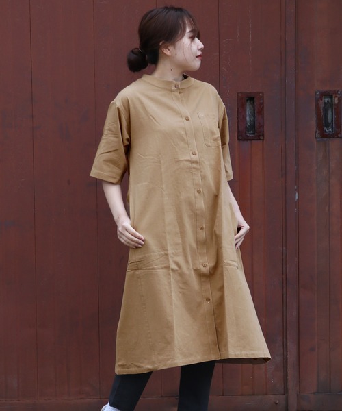 KRIFF MAYER Lady's Collection(クリフメイヤーレディースコレクション)の「ユーティリティーワンピ(シャツワンピース・レディース・カラフル/ベージュ/ネイビー/ナチュラル/グレー/サックスブルー・MEDIUM/LARGE)」の3枚目の写真