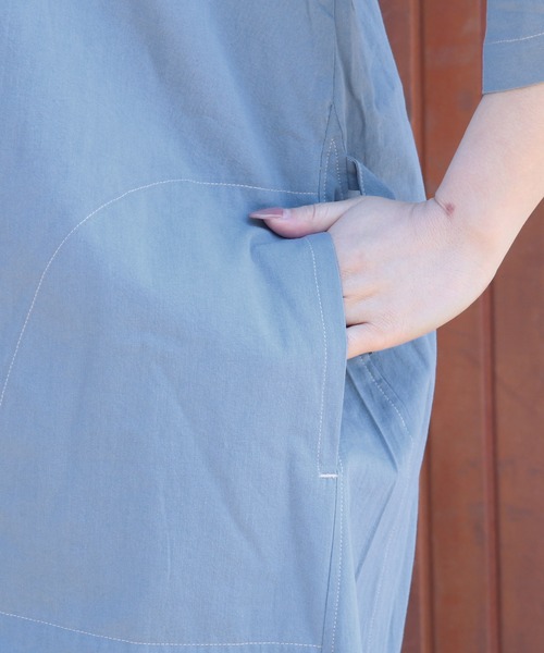 KRIFF MAYER Lady's Collection(クリフメイヤーレディースコレクション)の「ユーティリティーワンピ(シャツワンピース・レディース・カラフル/ベージュ/ネイビー/ナチュラル/グレー/サックスブルー・MEDIUM/LARGE)」の14枚目の写真