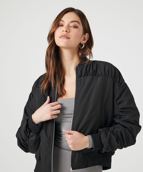 FOREVER 21(フォーエバー トゥエンティーワン)の「シャーリングブルソン(ブルゾン・レディース・ブラック/ベージュ・LARGE/MEDIUM)」の2枚目の写真