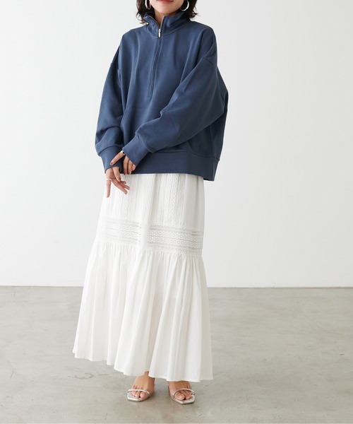 LARUTA(ラルータ)の「【LARUTA】ジップ付き裏毛プルオーバー(Tシャツ/カットソー・レディース・オートミール/ブルー系その他/アイボリー・FREE)」の11枚目の写真