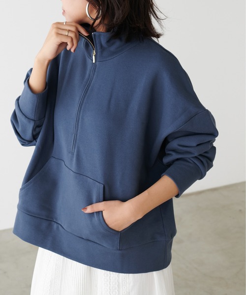 LARUTA(ラルータ)の「【LARUTA】ジップ付き裏毛プルオーバー(Tシャツ/カットソー・レディース・オートミール/ブルー系その他/アイボリー・FREE)」の13枚目の写真