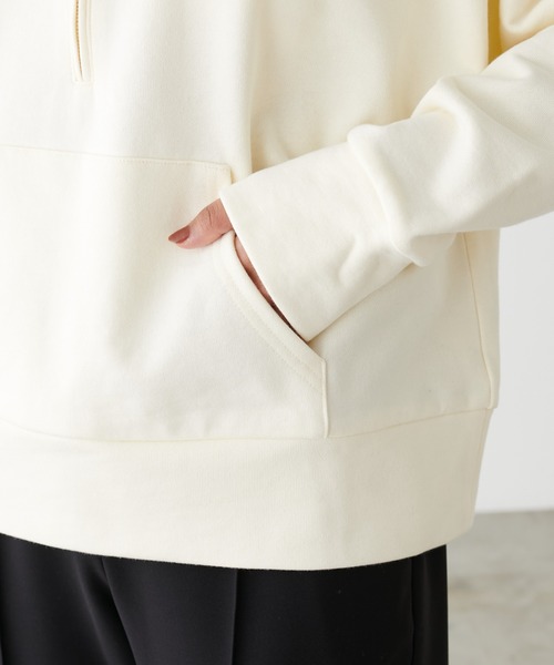 LARUTA(ラルータ)の「【LARUTA】ジップ付き裏毛プルオーバー(Tシャツ/カットソー・レディース・オートミール/ブルー系その他/アイボリー・FREE)」の4枚目の写真
