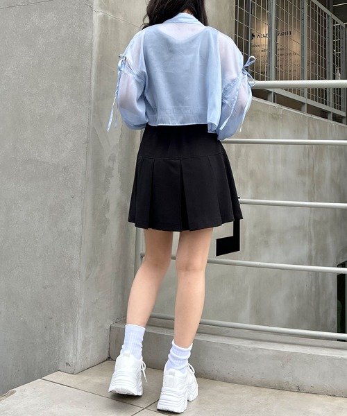 INGNI（イング）の「肩スリットリボンラメシアーショート／シャツ（シャツ/ブラウス・レディース・オフホワイト/ミント/ピンク/ブラック/サックスブルー・M）」の11枚目の写真