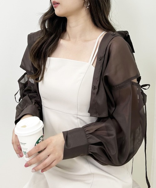 INGNI（イング）の「肩スリットリボンラメシアーショート／シャツ（シャツ/ブラウス・レディース・オフホワイト/ミント/ピンク/ブラック/サックスブルー・M）」の22枚目の写真