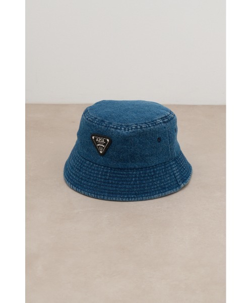 AZUL by moussy（アズールバイマウジー）の「ロゴプレートストーンウォッシュバケットハット（ハット・メンズ・ブルー・FREE）」の4枚目の写真